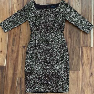 David Meister Sequin Boat Neck Dress, Knee Length Size 6